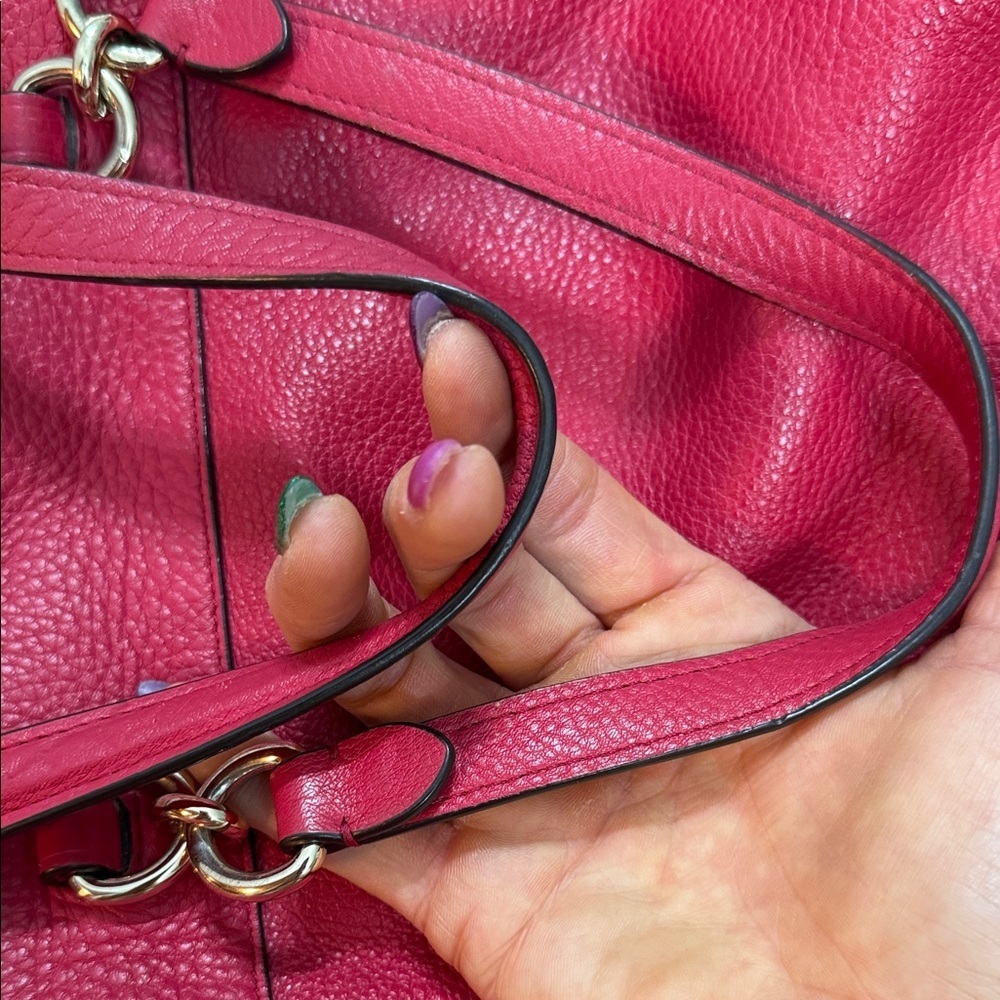 Cherry Red- Coach Lennox PebbleLeather Tote - Picture 13 of 17